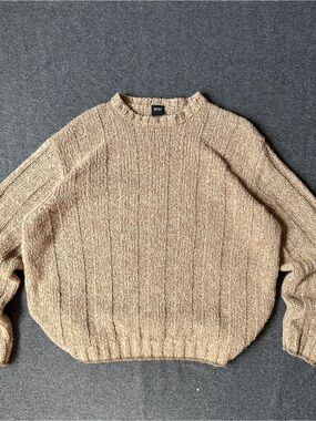 BOSS Textured Cable Crewneck Sweater - Beige Tan